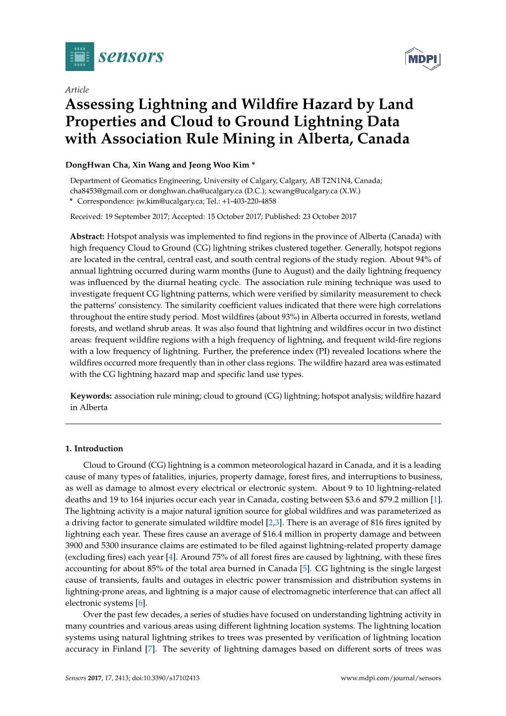 Assessing Lightning and Wildfire Hazard by Land Properties And