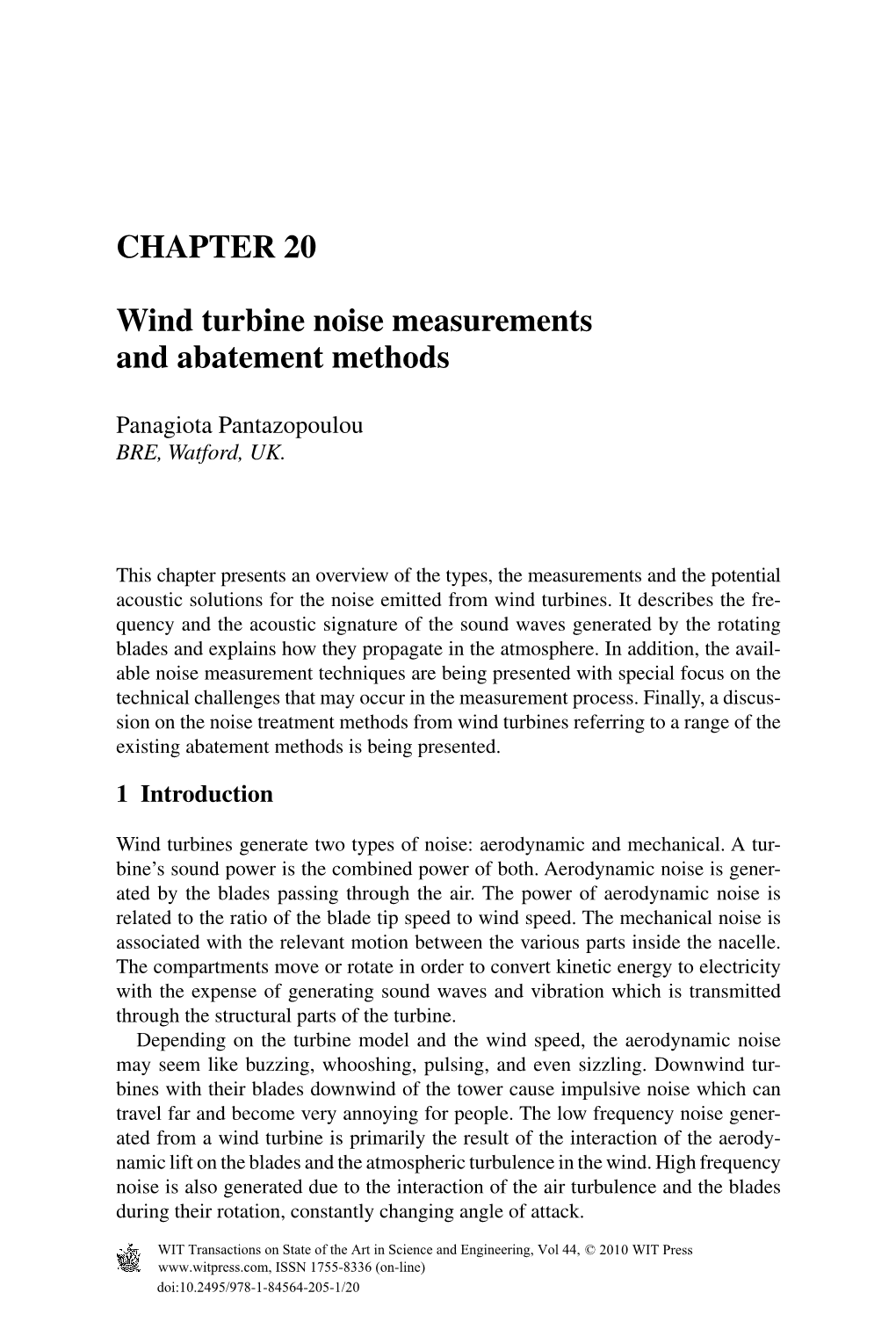 CHAPTER 20 Wind Turbine Noise Measurements and Abatement