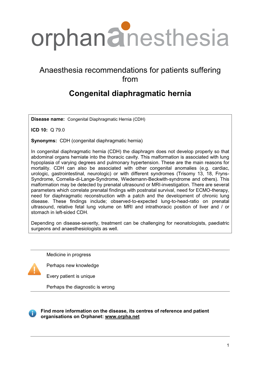 Congenital Diaphragmatic Hernia