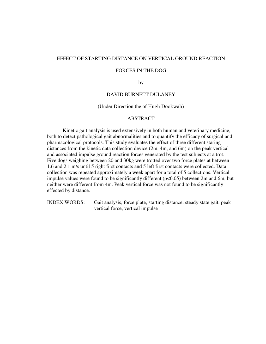 Effect of Starting Distance on Vertical Ground Reaction