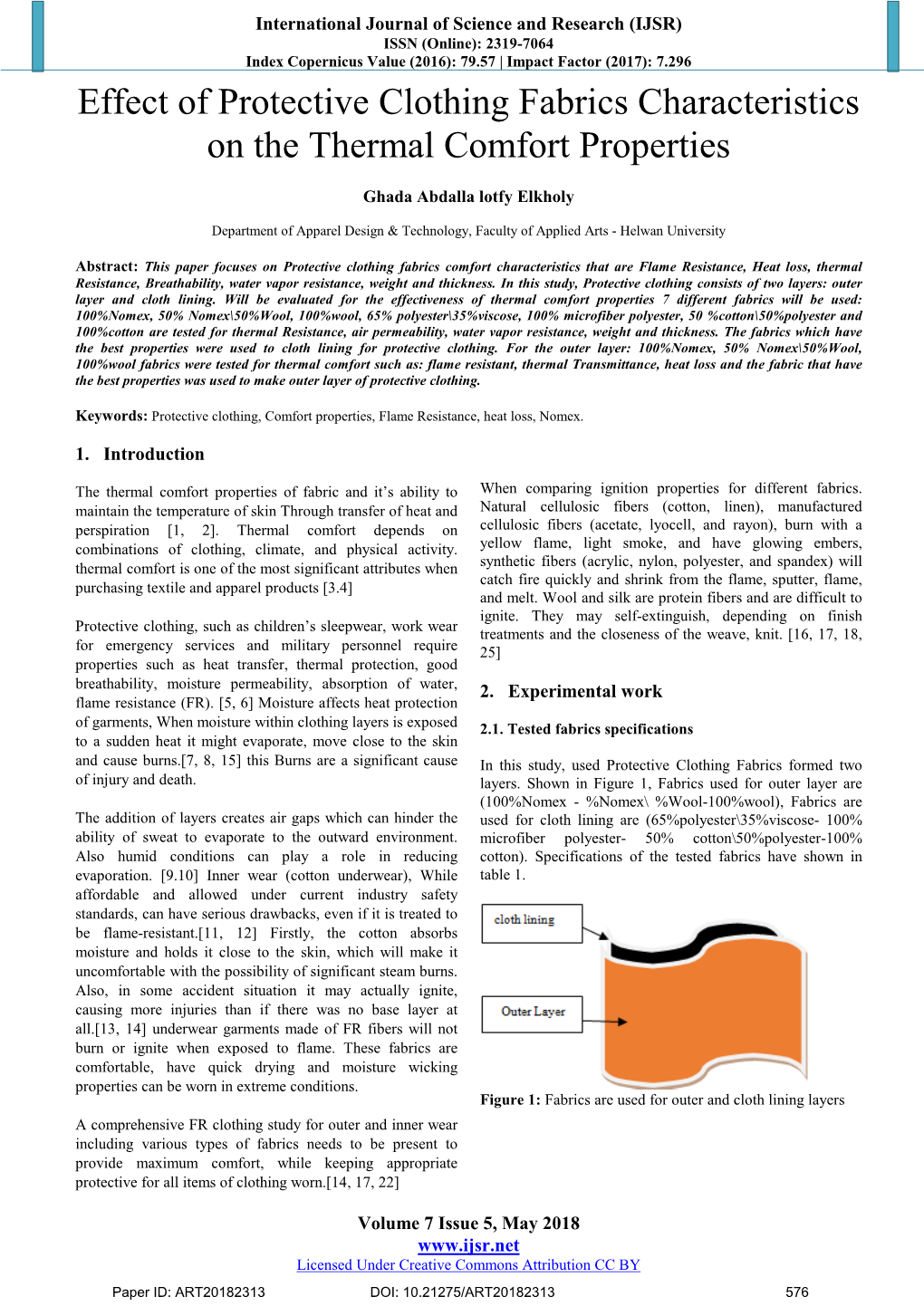 Effect of Protective Clothing Fabrics Characteristics on the Thermal