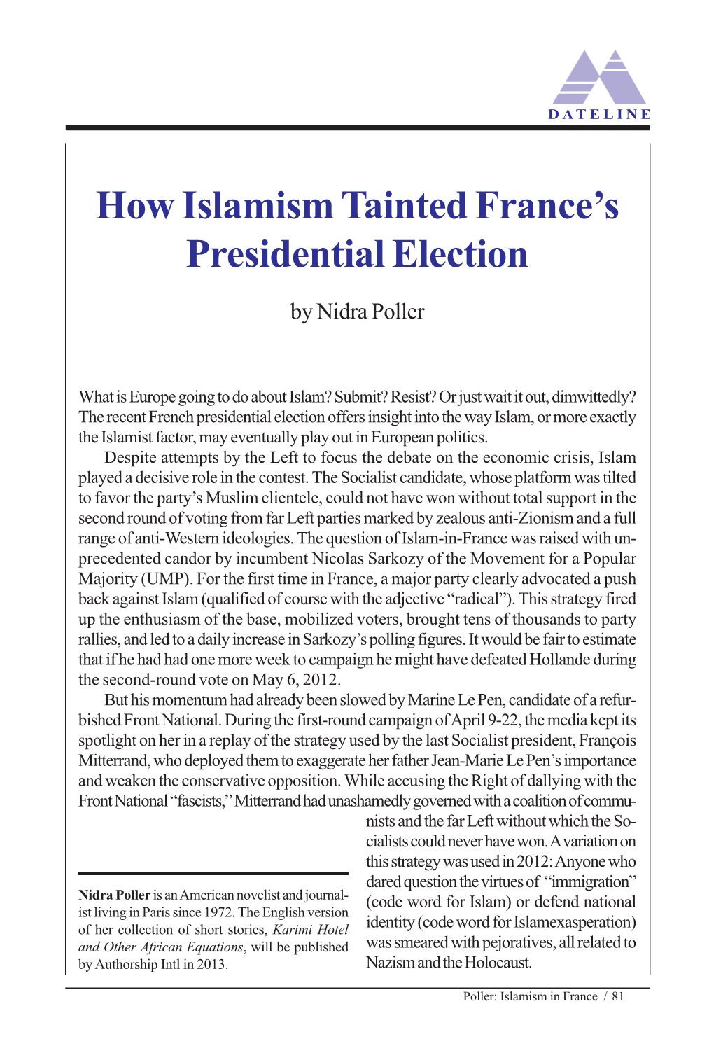 How Islamism Tainted France's Presidential Election