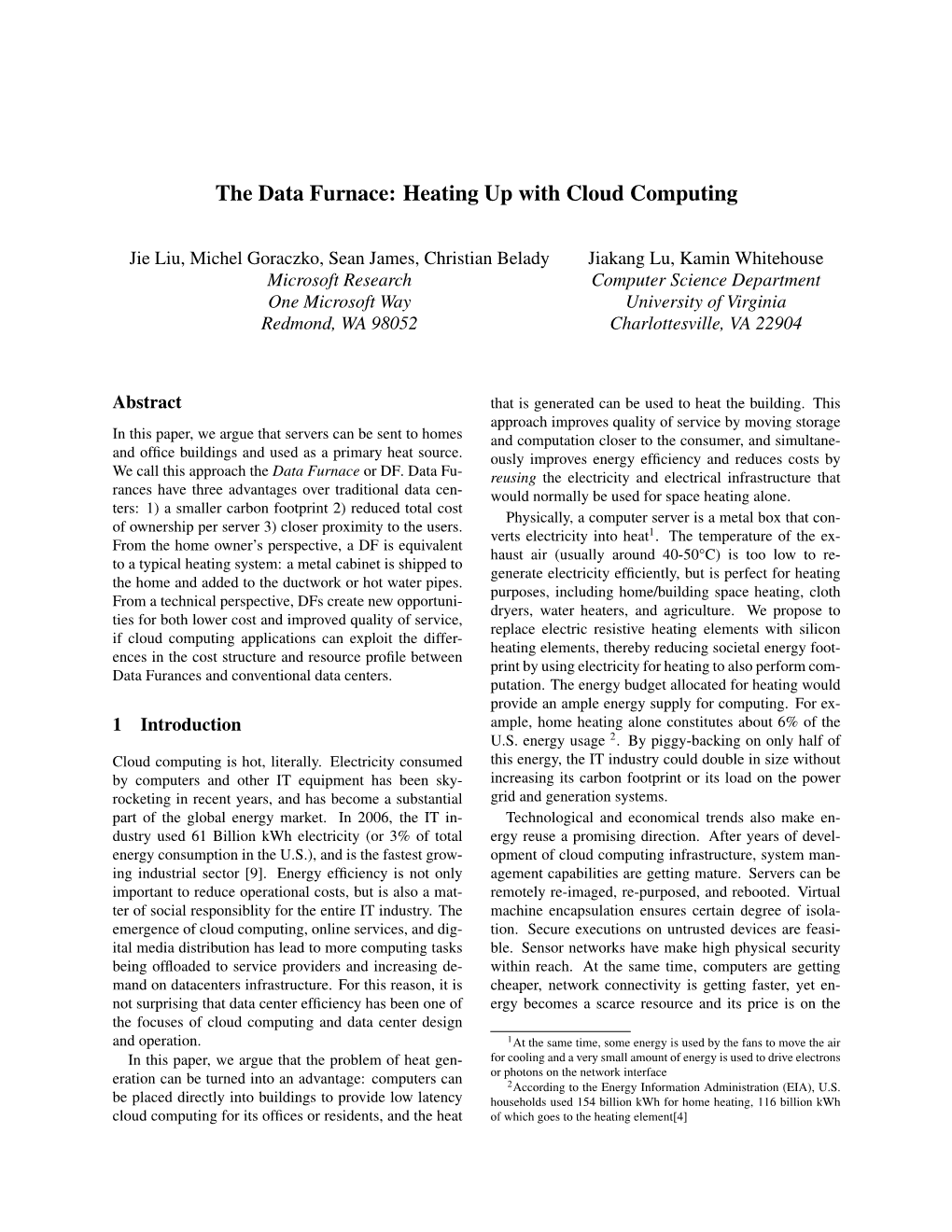 The Data Furnace: Heating up with Cloud Computing