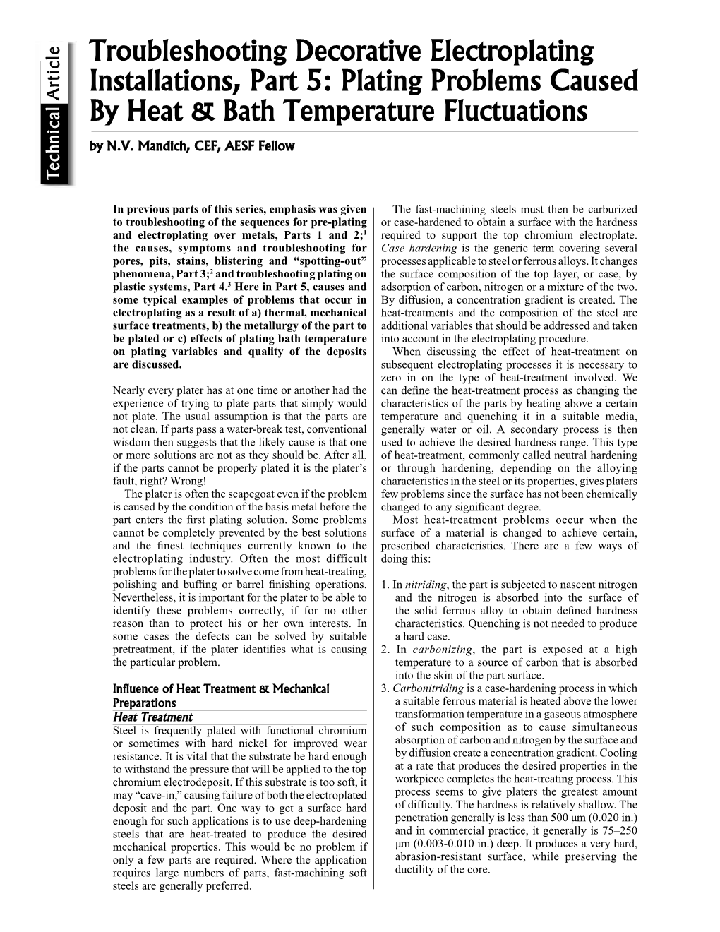 Troubleshooting Decorative Electroplating Installations, Part 5