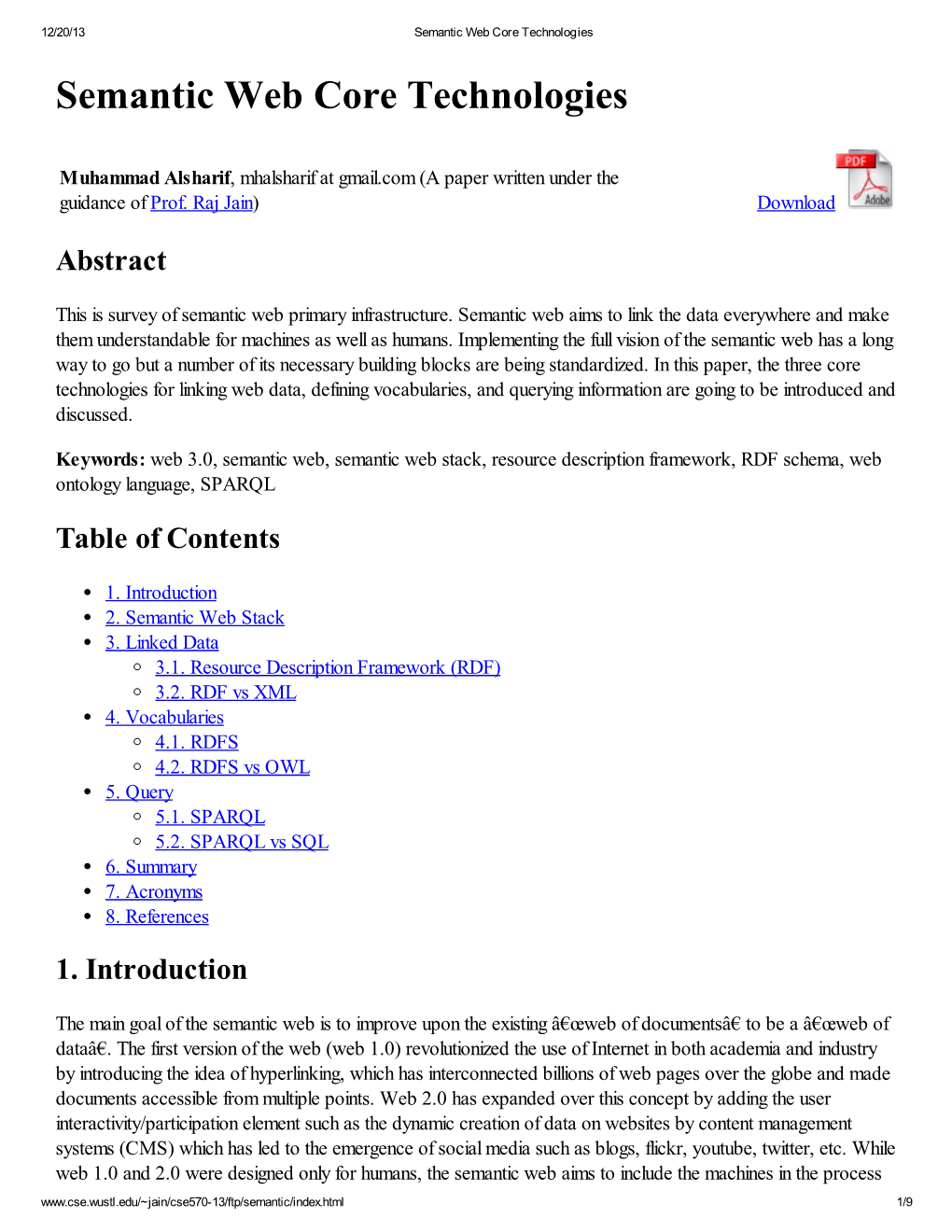 Semantic Web Core Technologies Semantic Web Core Technologies