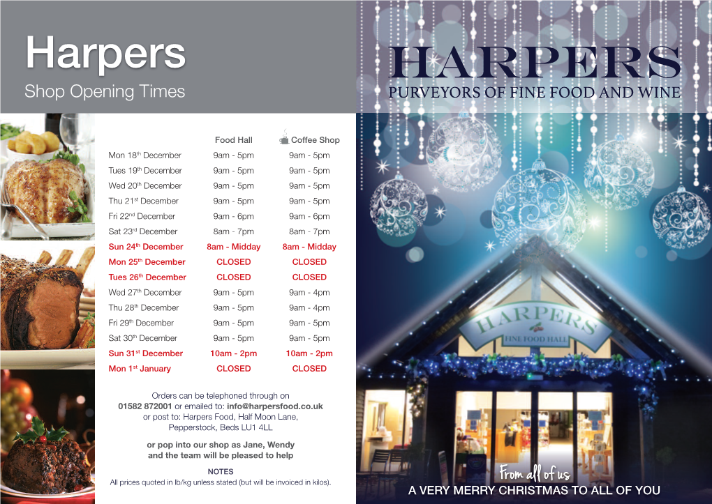 Harpers Christmas Brochure 2017