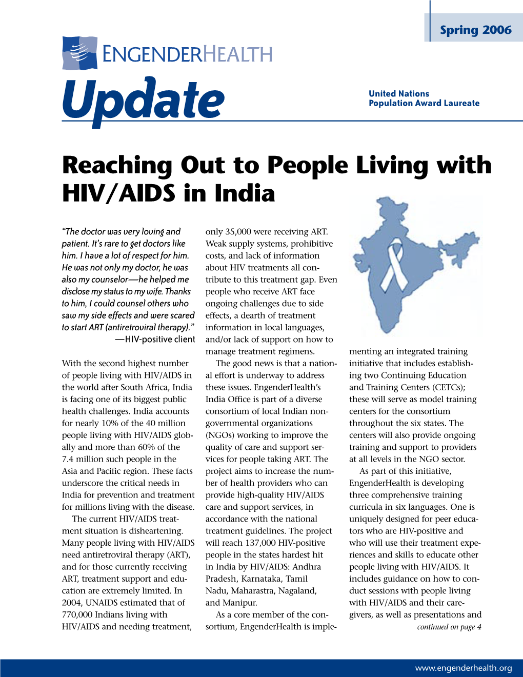 Reaching out to People Living with HIV/AIDS in India