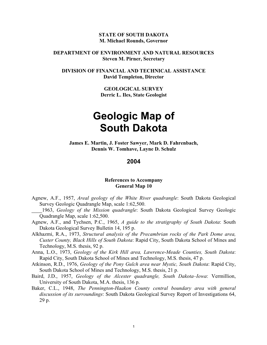 Geologic Map of South Dakota