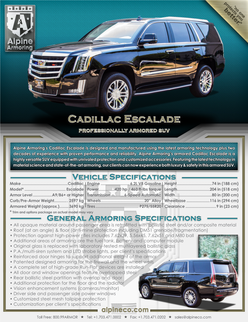 Cadillac Escalade Professionally Armored Suv