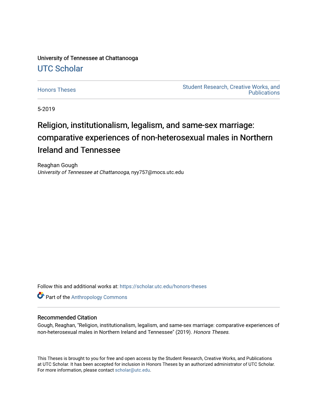 Religion, Institutionalism, Legalism, and Same-Sex Marriage: Comparative Experiences of Non-Heterosexual Males in Northern Ireland and Tennessee