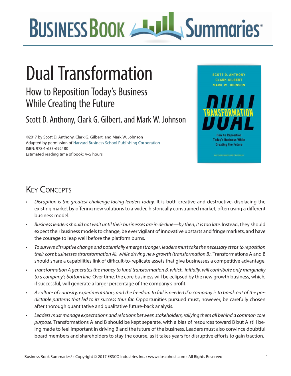 Dual Transformation: How to Reposition Today's Business While Creating the Future