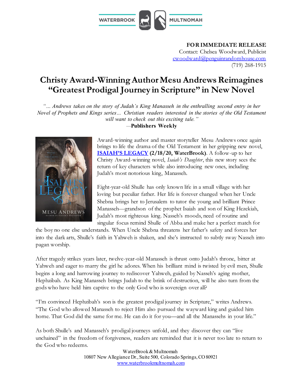 Christy Award-Winning Author Mesu Andrews Reimagines “Greatest Prodigal Journey in Scripture” in New Novel