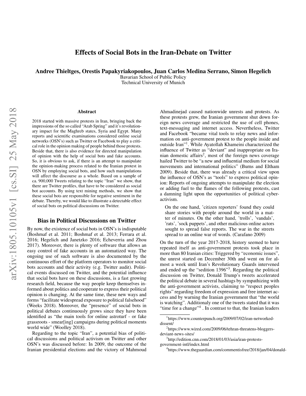 Arxiv:1805.10105V1 [Cs.SI] 25 May 2018