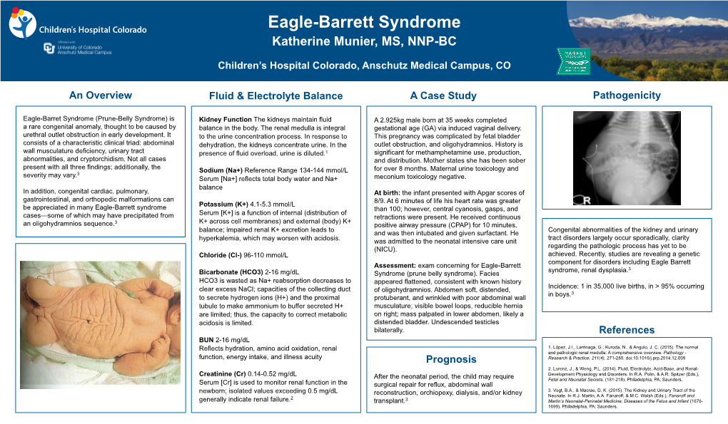 Eagle-Barrett Syndrome Katherine Munier, MS, NNP-BC