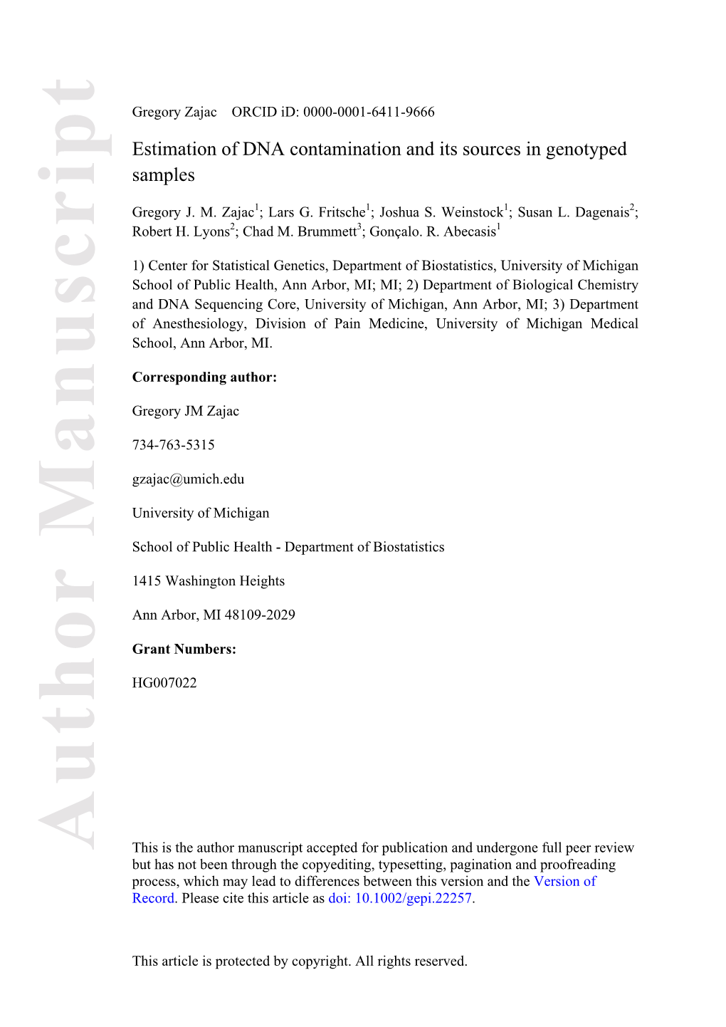 Estimation of DNA Contamination and Its Sources in Genotyped Samples