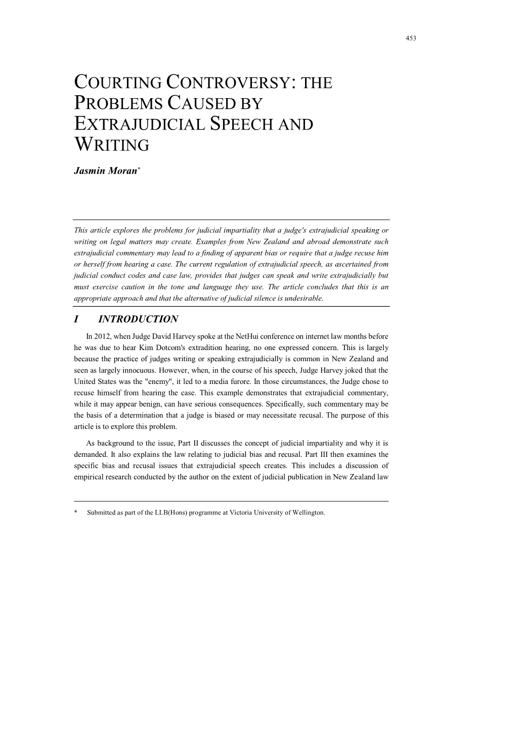The Problems Caused by Extrajudicial Speech and Writing