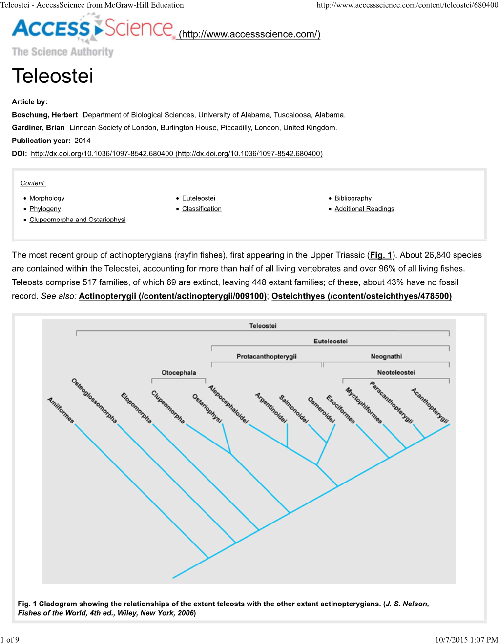 Phylogeny Classification Additional Readings Clupeomorpha and Ostariophysi