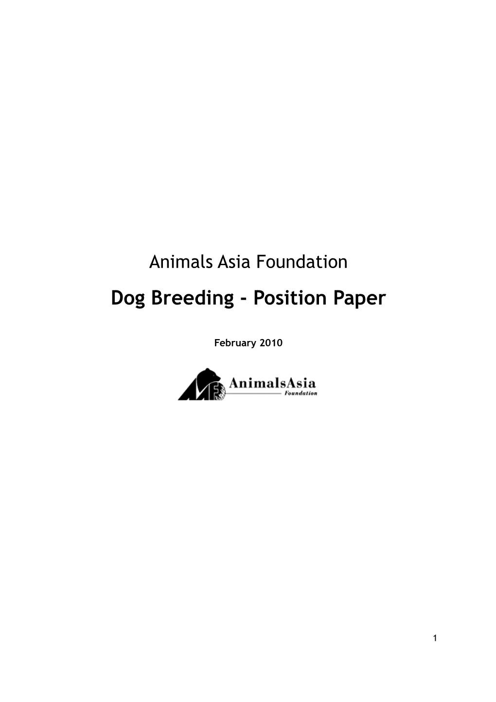 Animals Asia Foundation Dog Breeding - Position Paper