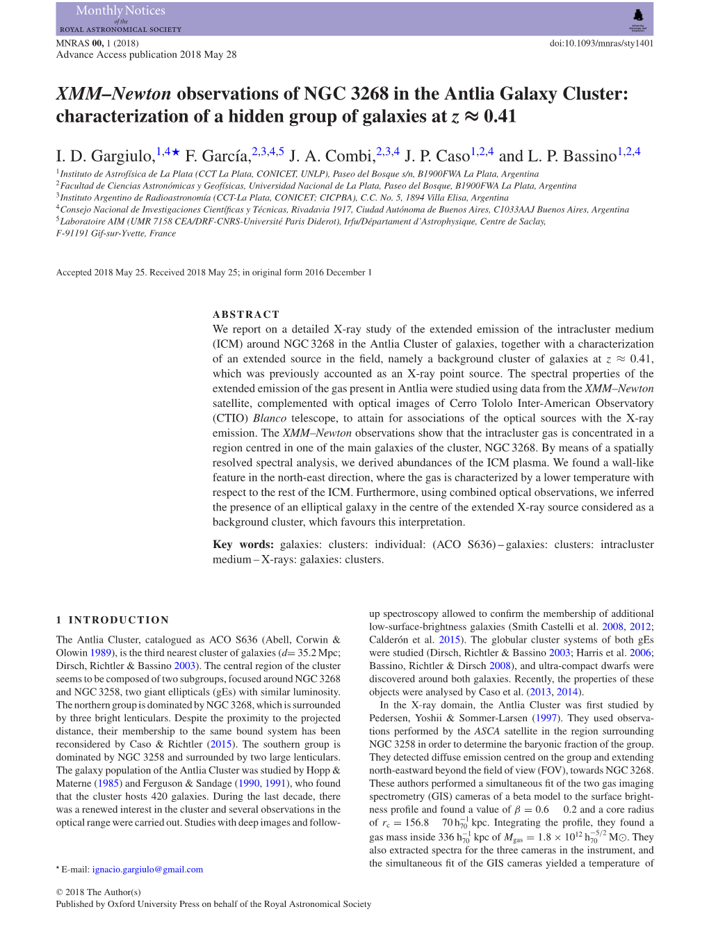 XMM–Newton Observations of NGC 3268 in the Antlia Galaxy Cluster: Characterization of a Hidden Group of Galaxies at Z ≈ 0.41