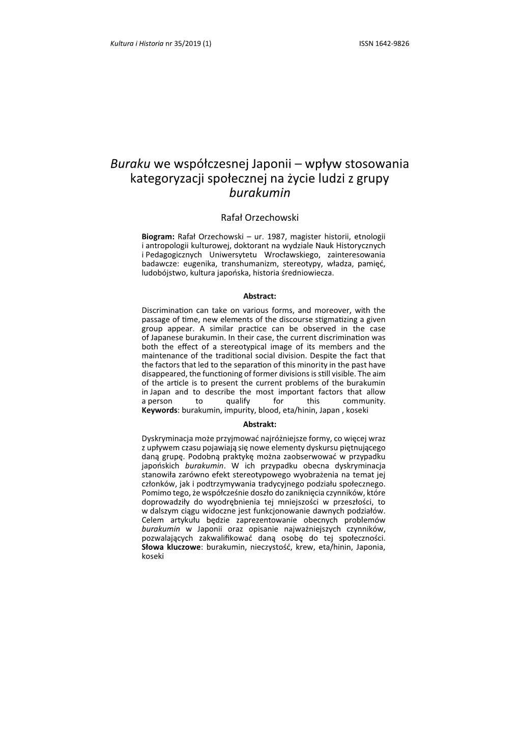 Buraku We Współczesnej Japonii – Wpływ Stosowania Kategoryzacji Społecznej Na Życie Ludzi Z Grupy Burakumin