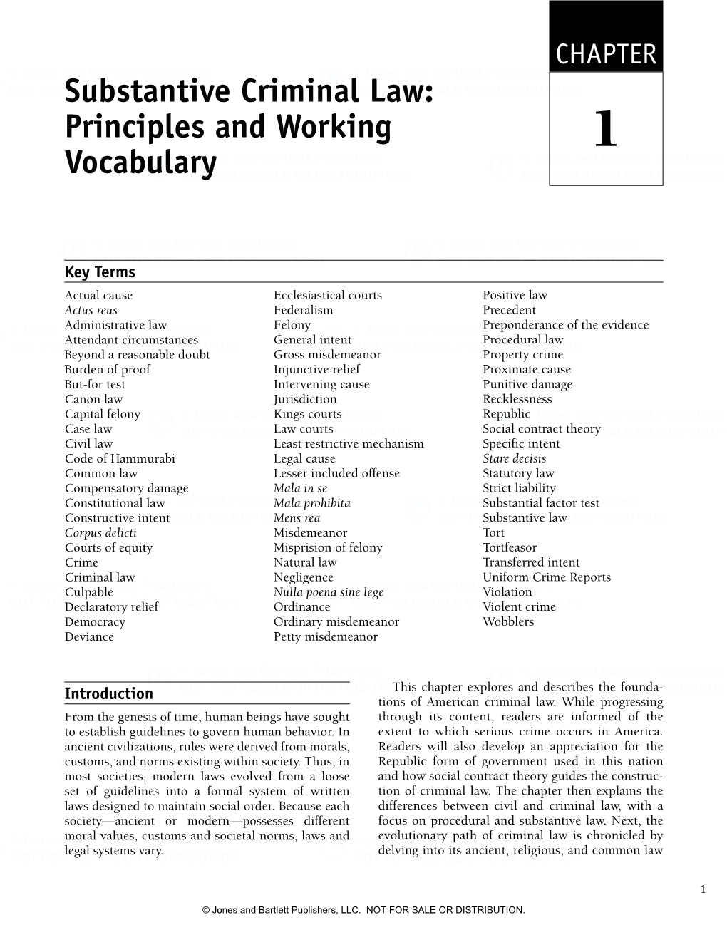 Substantive Criminal Law: Principles and Working 1 Vocabulary