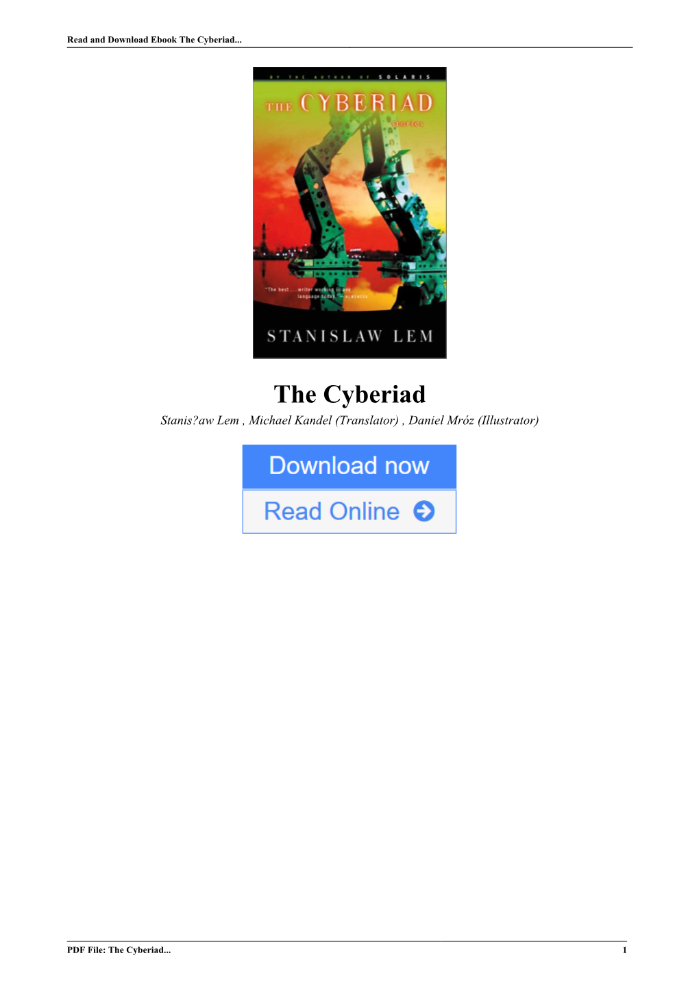 The Cyberiad by Stanisław Lem , Michael Kandel (Translator