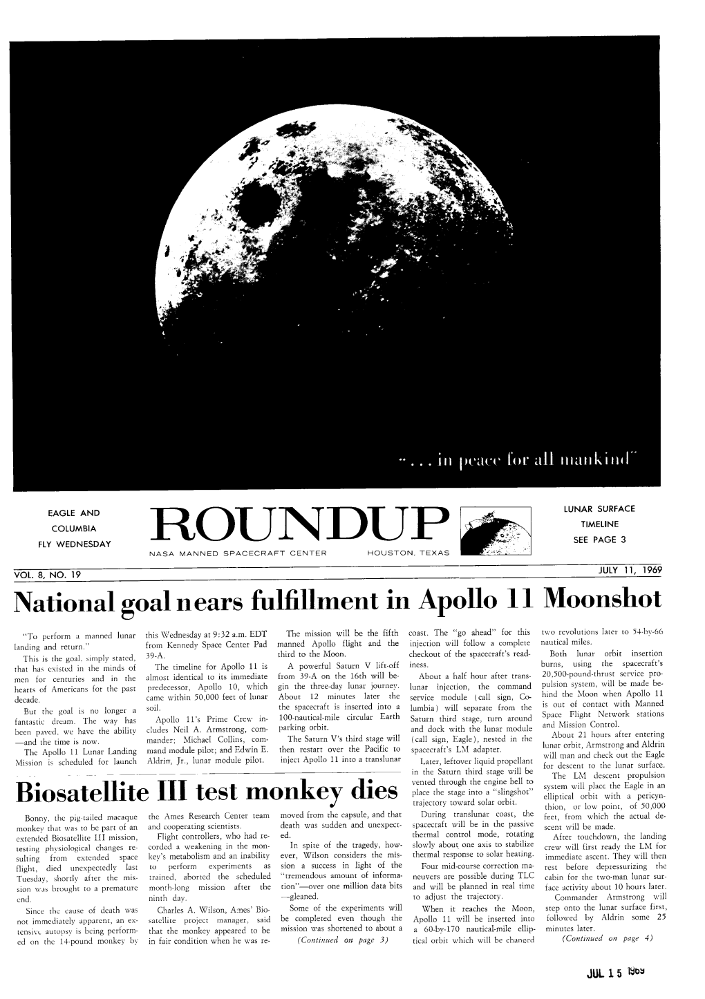 Roundup See Page 3 Nasa Manned Spacecraft Center Houston, Texas