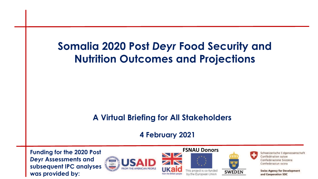 Somalia 2020 Post Deyr Seasonal Food Security and Nutrition