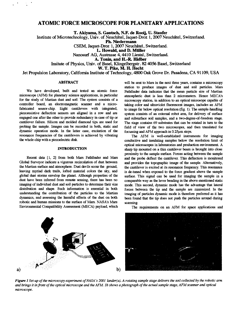 Atomic Force Microscope for Planetary Applications T