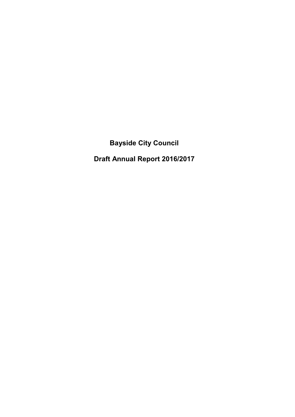 Bayside City Council Draft Annual Report 2016/2017