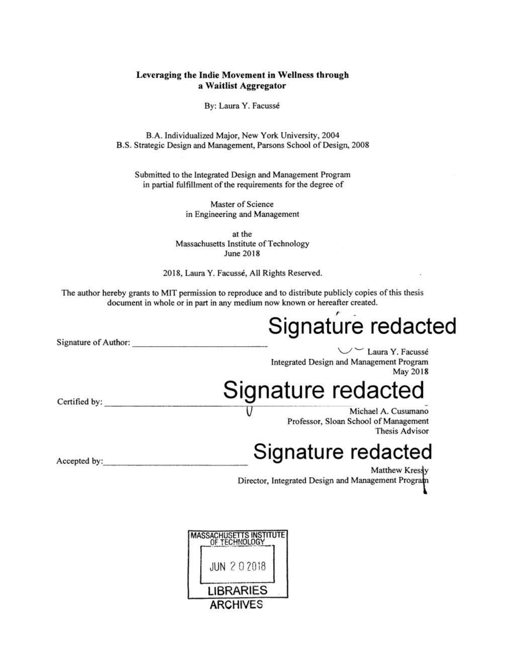 Signature Redacted Signature of Author: Laura Y