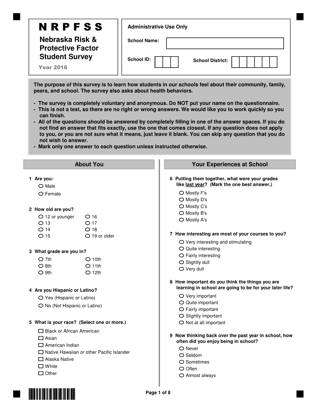 2016 Questionnaire