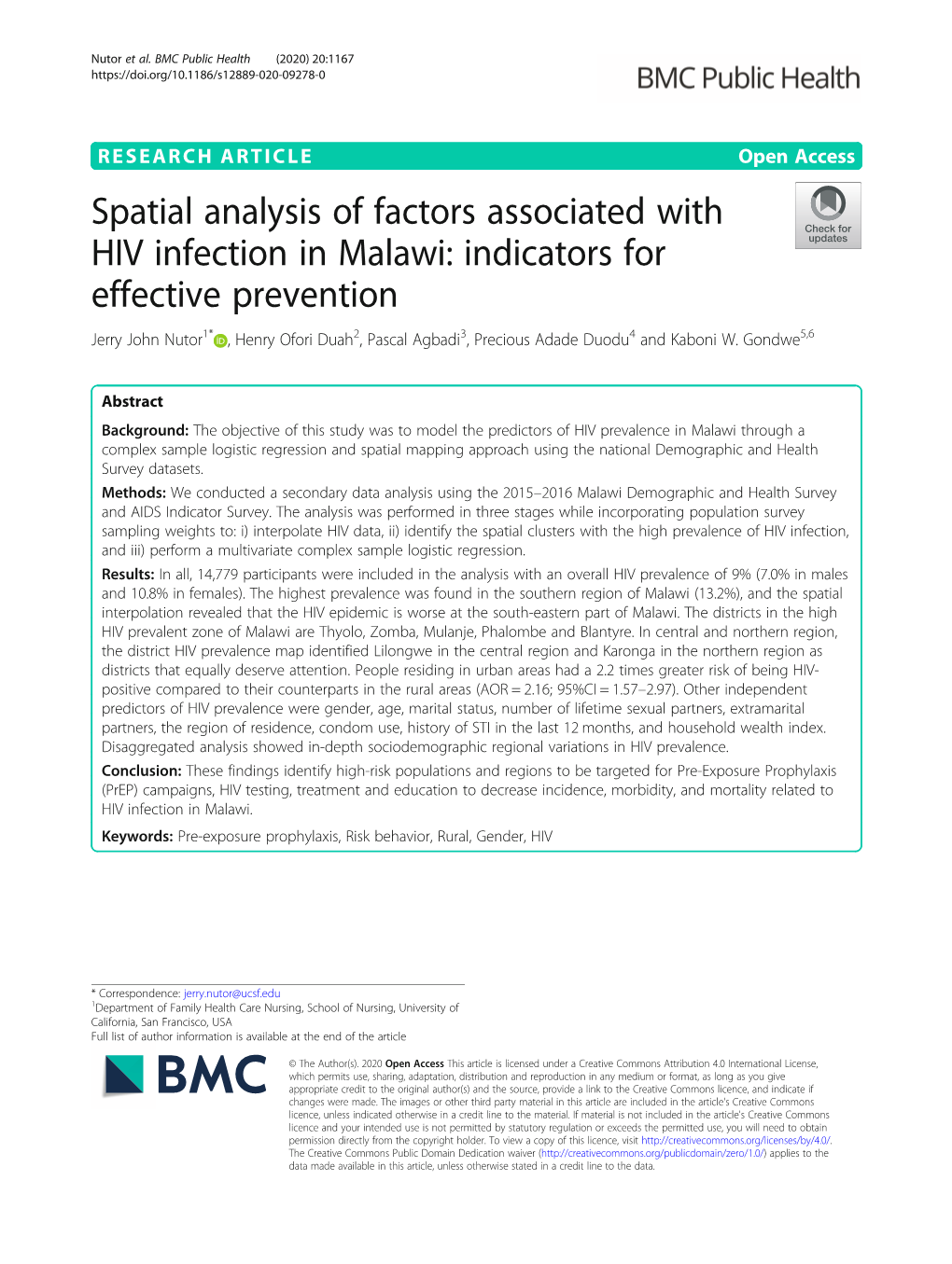 Spatial Analysis of Factors Associated with HIV