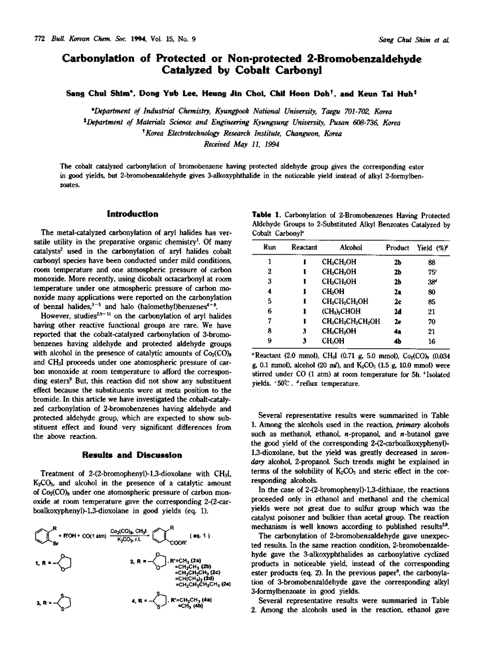 Carbonylation of Protected Or Non-Protected 2-Bromobenzaldehyde Catalyzed by Cobalt Carbonyl