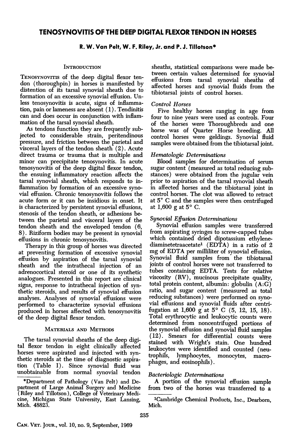 Tenosynovitis of the Deep Digital Flexor Tendon in Horses R