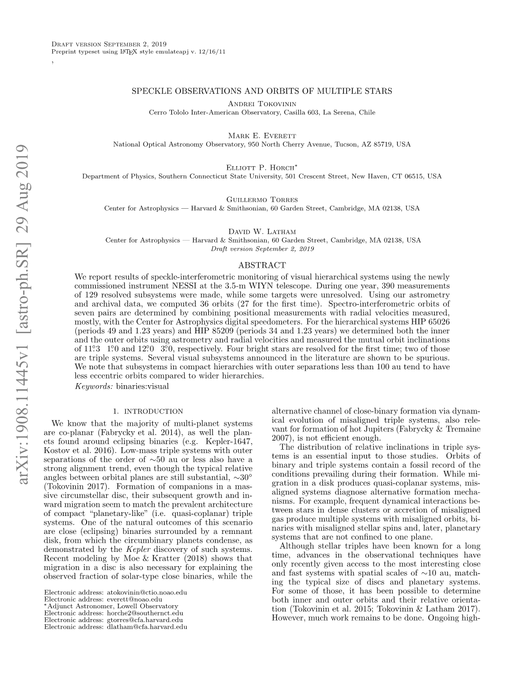 Speckle Observations and Orbits of Multiple Stars 3