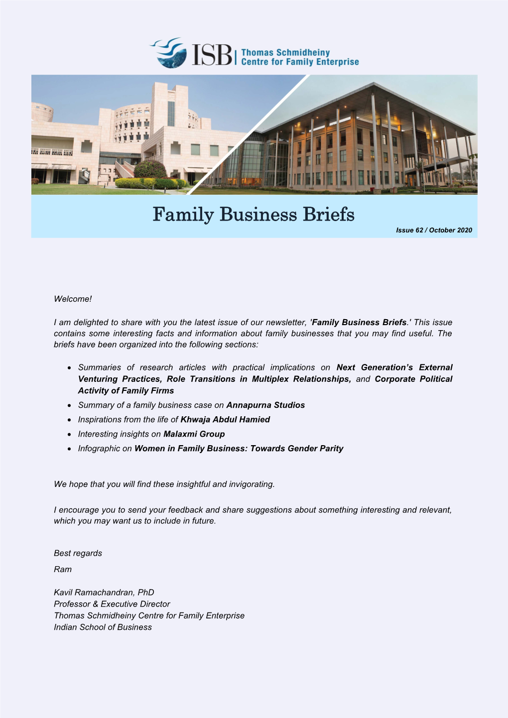 Family Business Briefs Issue 62 / October 2020