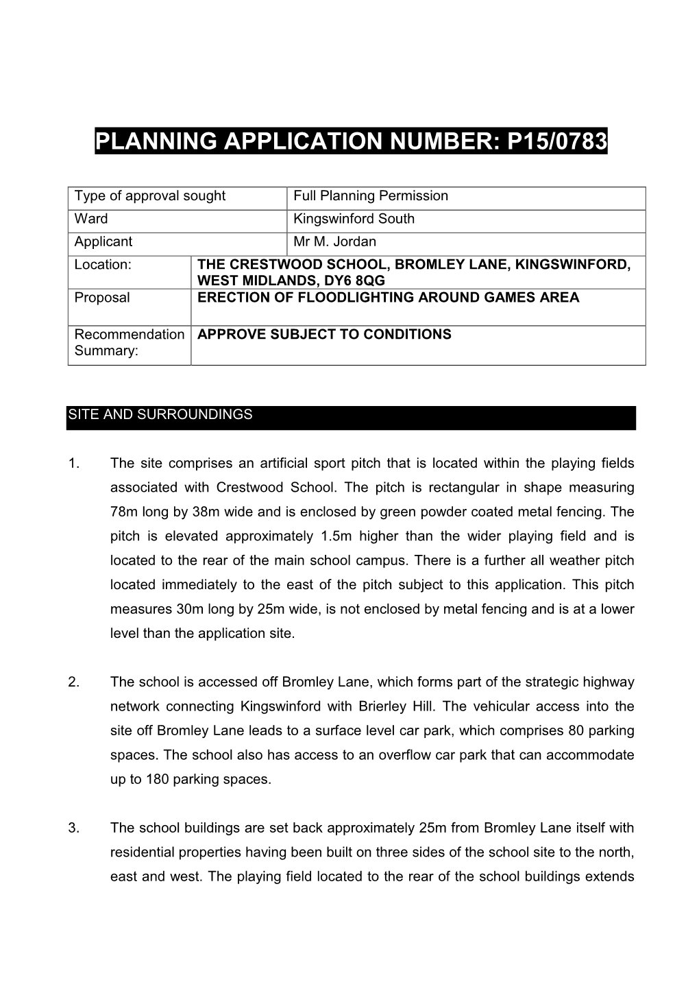 Planning Application Number: P15/0783