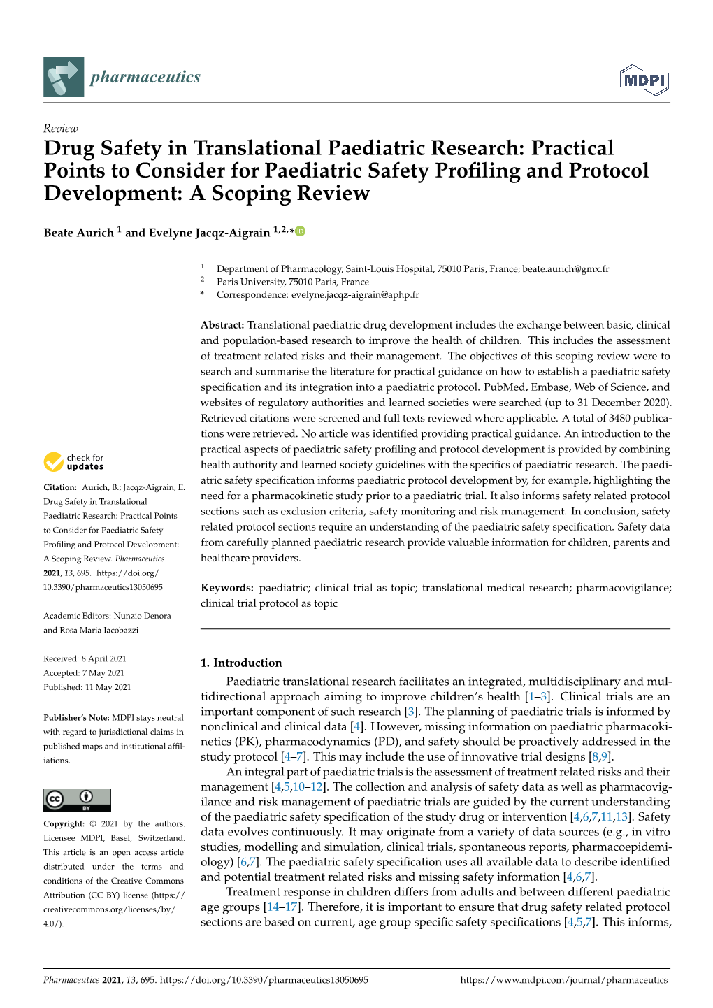 Drug Safety in Translational Paediatric Research: Practical Points to Consider for Paediatric Safety Proﬁling and Protocol Development: a Scoping Review