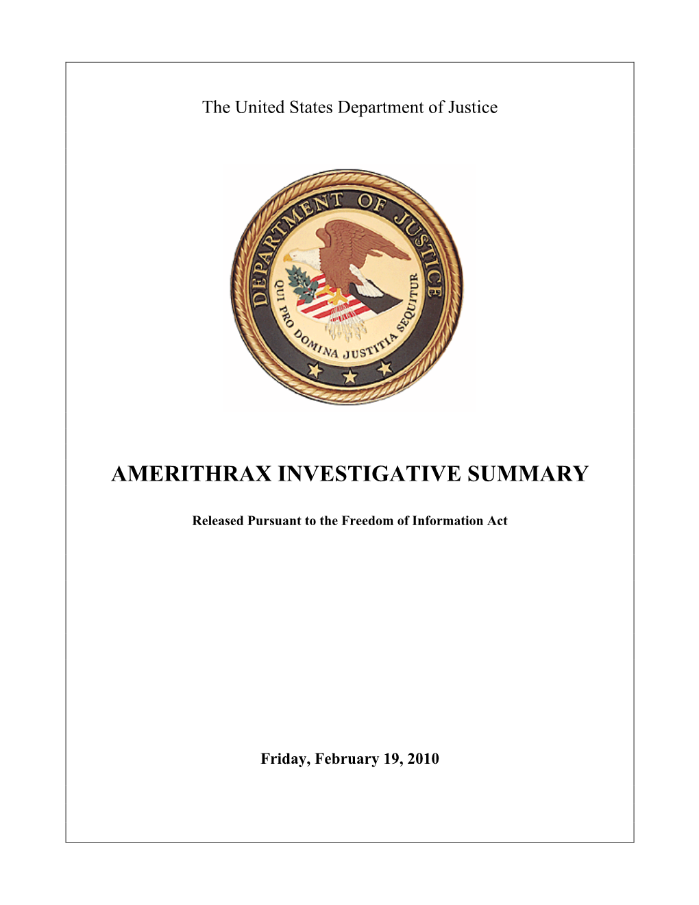 Amerithrax Investigative Summary