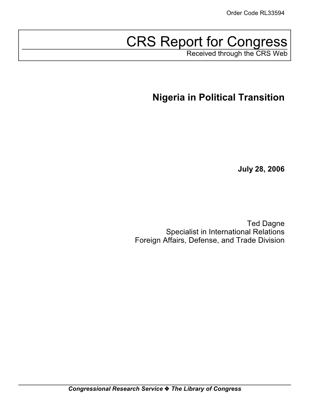 Nigeria in Political Transition