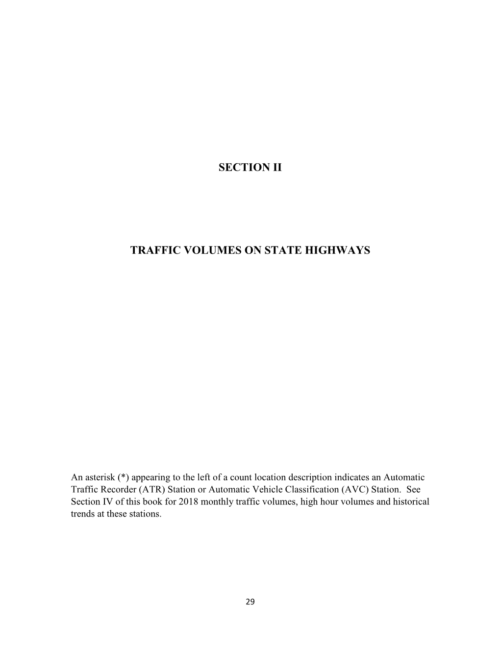 Traffic Volume Tables for State Highways 2018