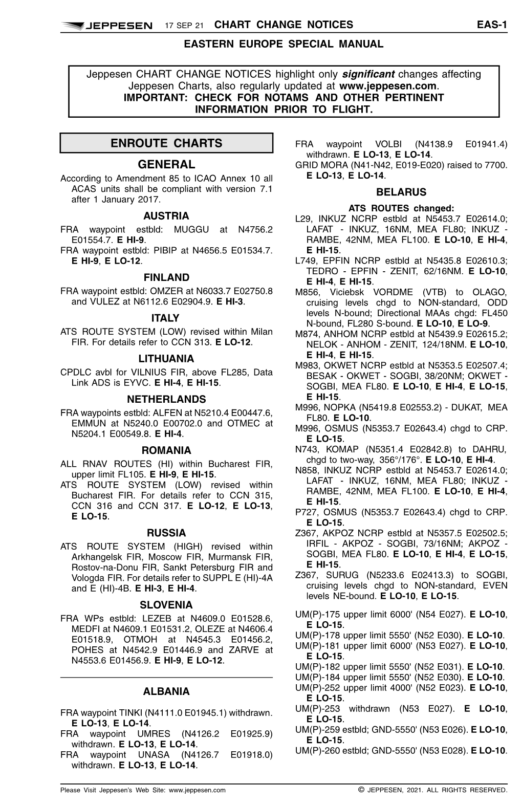 Chart Change Notices Eas-1