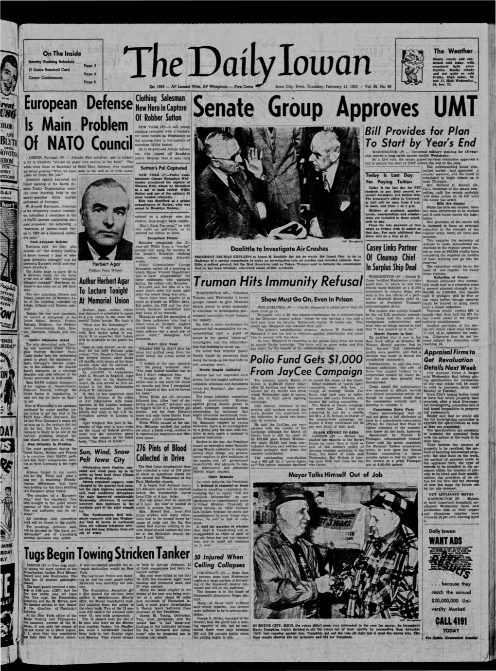 Daily Iowan (Iowa City, Iowa), 1952-02-21