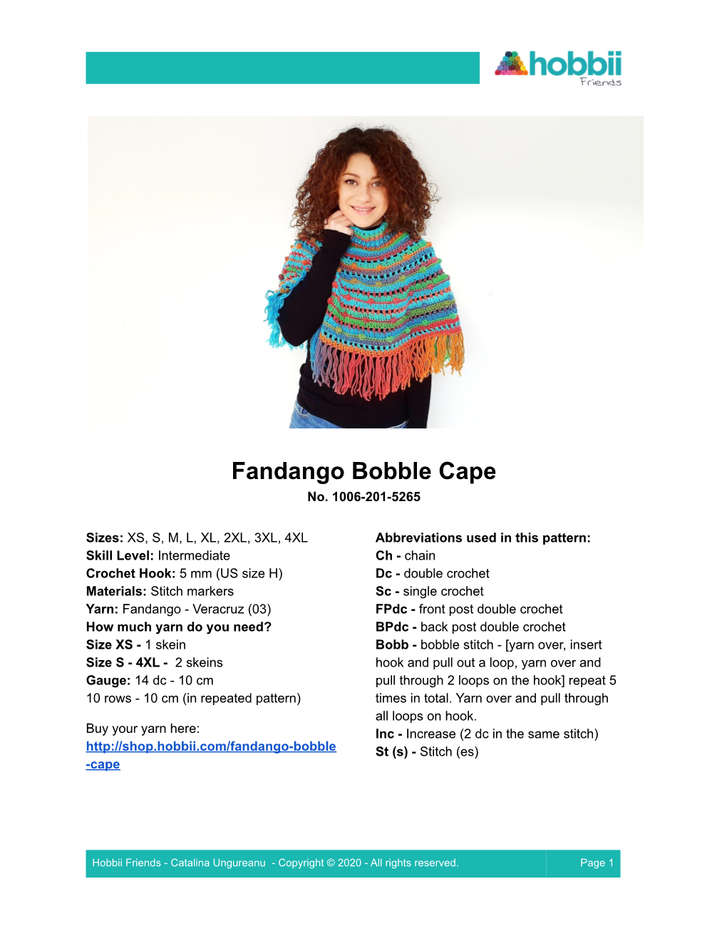 Fandango Bobble Cape No