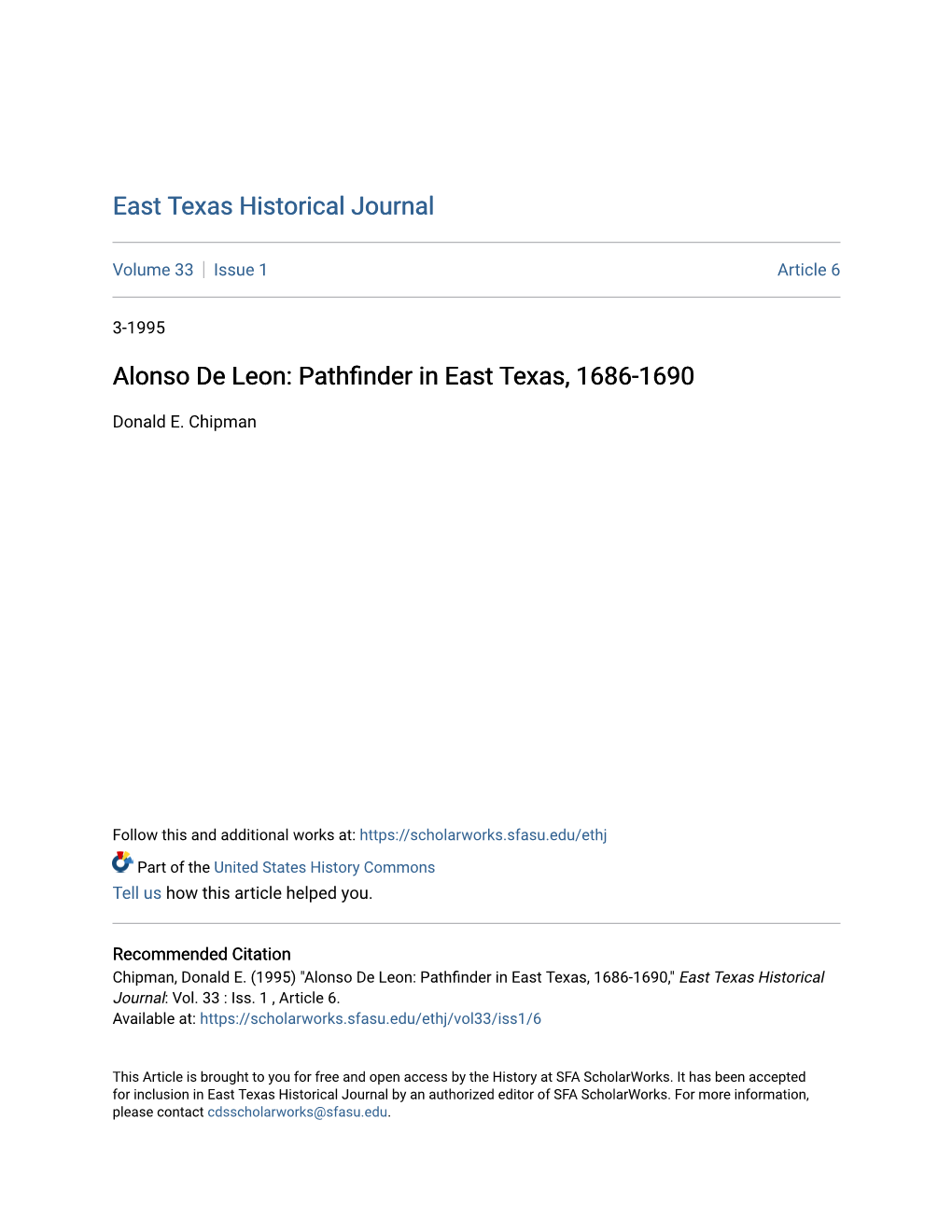 Alonso De Leon: Pathfinder in East Texas, 1686-1690