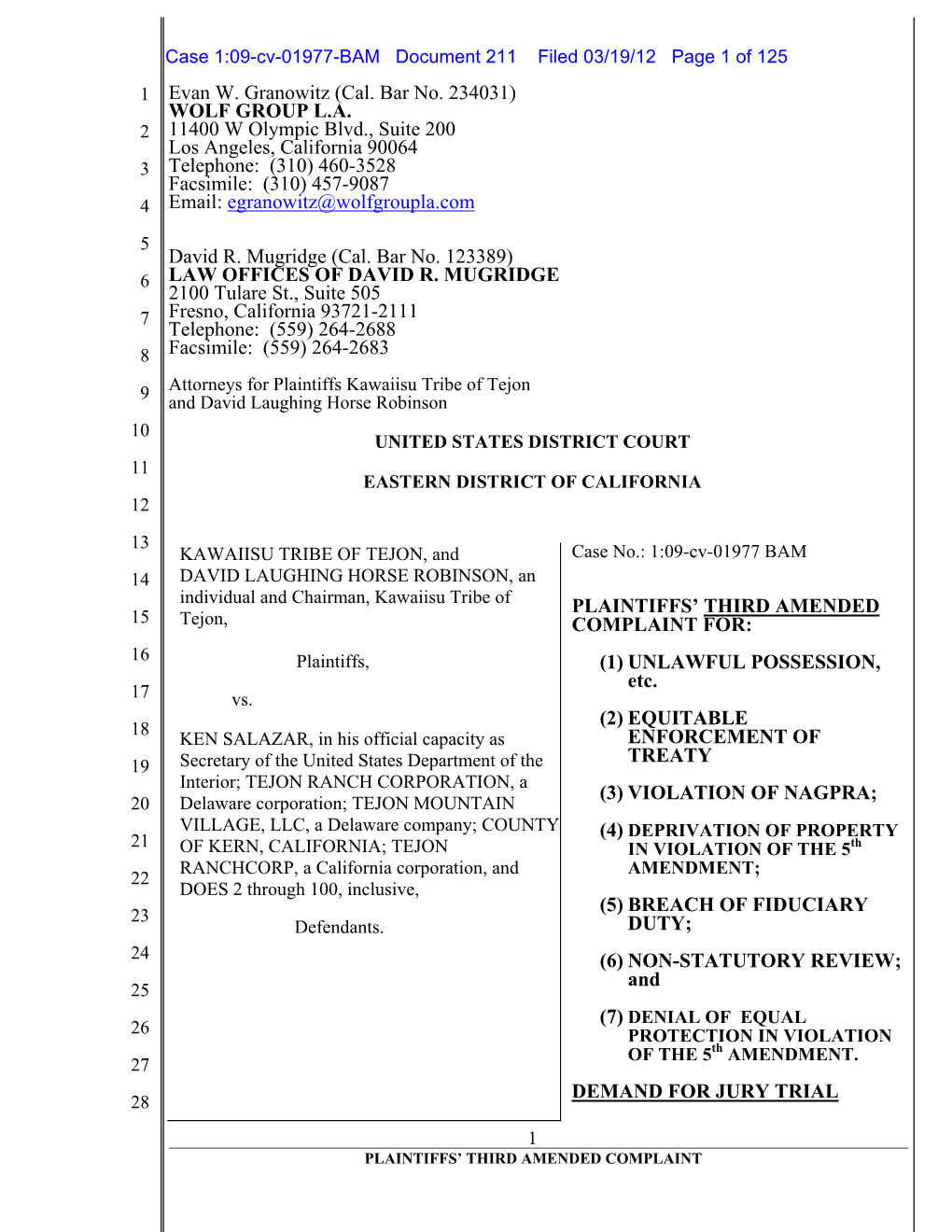 Robinson V. Salazar 3Rd Amended Complaint