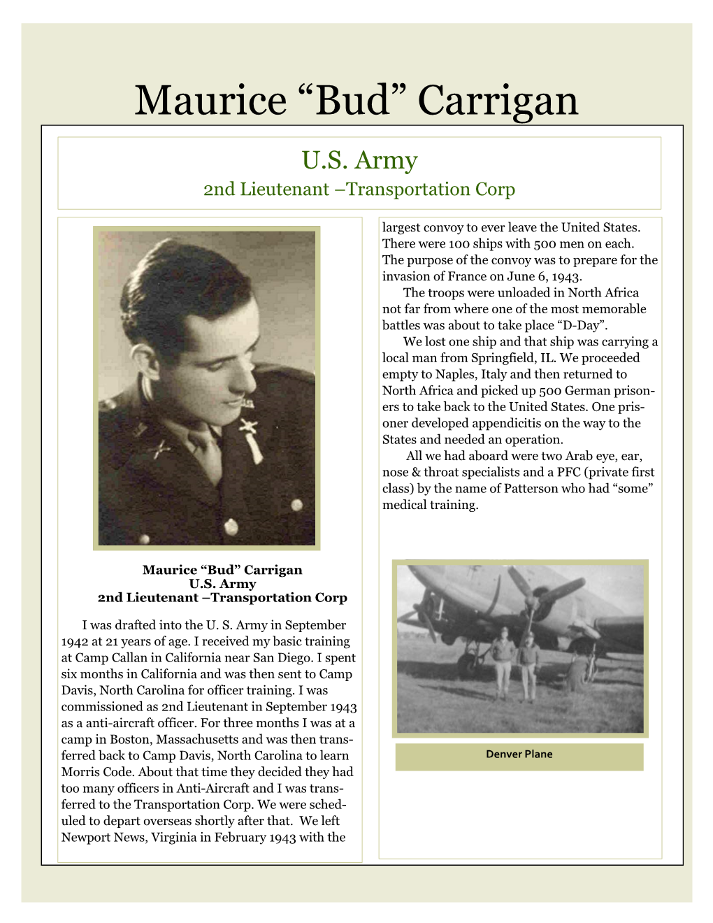 Maurice “Bud” Carrigan U.S