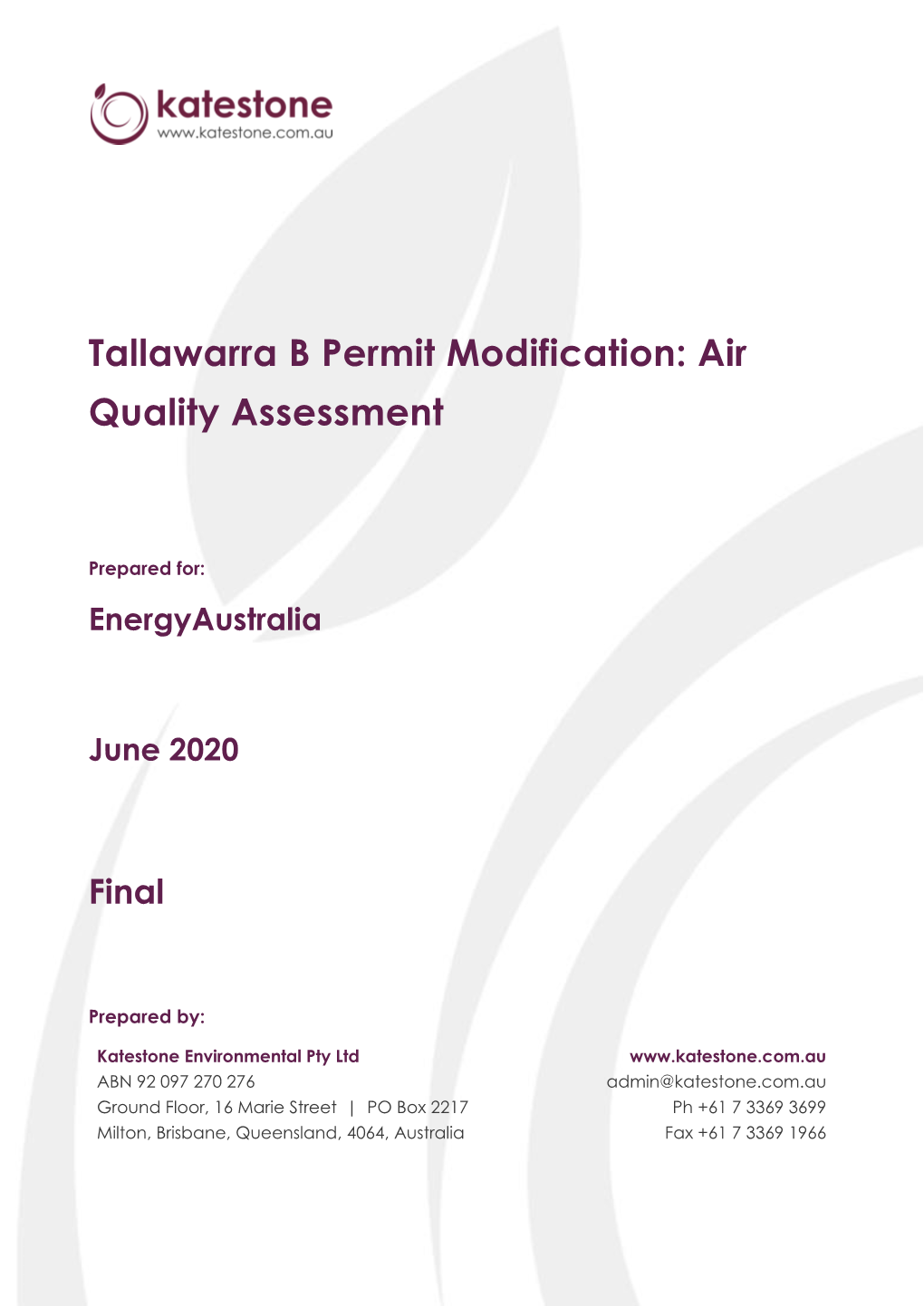 Tallawarra B Permit Modification: Air Quality Assessment