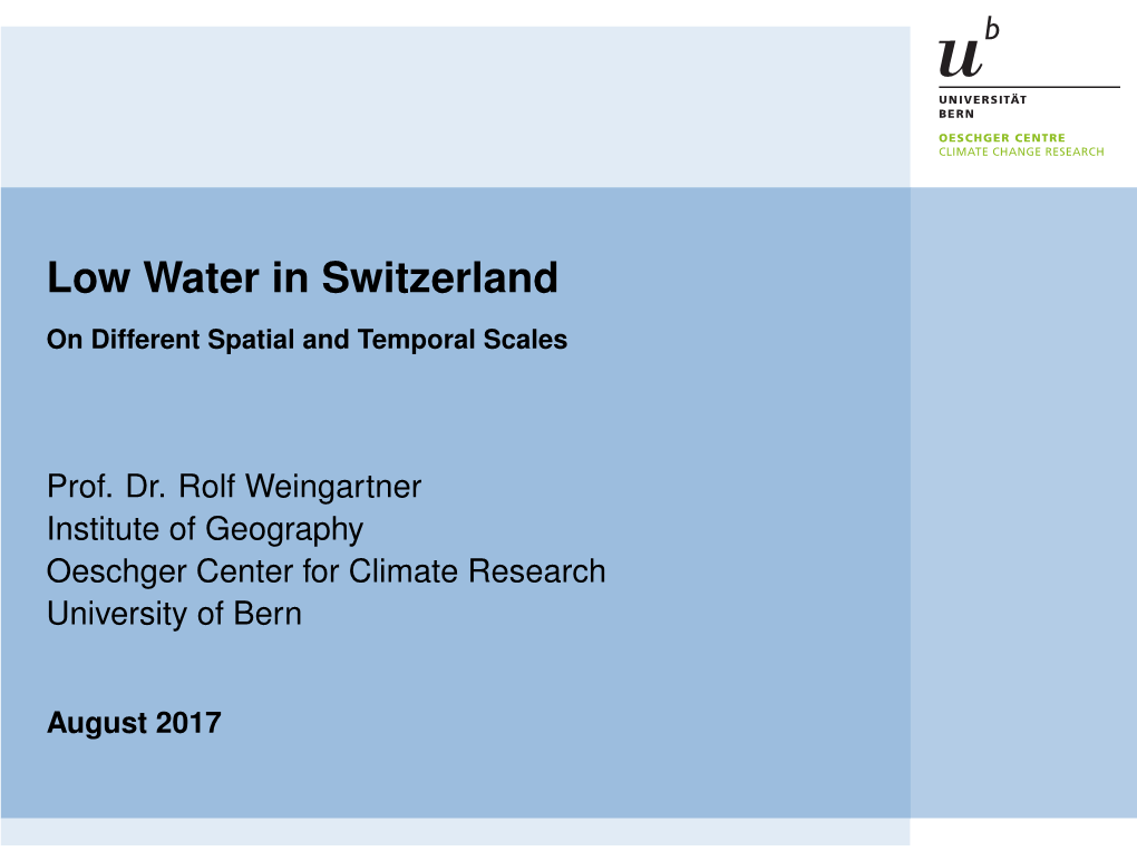 Low Water in Switzerland on Different Spatial and Temporal Scales